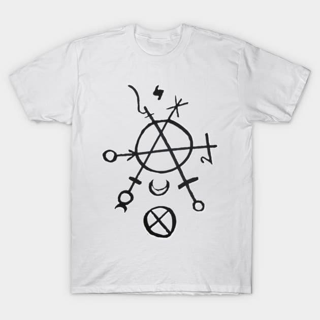 Revolution Sigil (Blk) T-Shirt by MysticMuttering